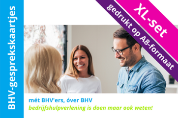 BHV-gesprekskaartjes nieuw banner gedrukte set op A8 formaat